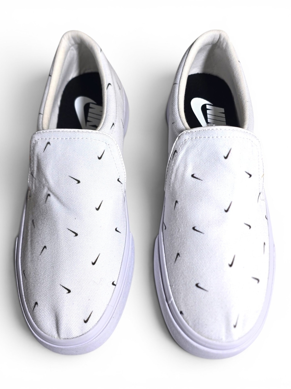 Nike Court Royale AC Slip Canvas White Mini Swoosh Slip-On Shoes Women's 7.5 - Picture 4 of 7